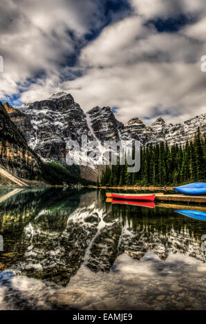 Scenic Mountain Landscape of Moraine Lake and the Valley of Ten Peaks, Banff National Park Alberta Canada Stock Photo