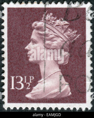 UNITED KINGDOM - CIRCA 1980: Postage stamp printed in England, shows a portrait of Queen Elizabeth II, circa 1980 Stock Photo