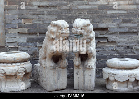 Jinzhong Wang Courtyard stone lion sculpture Stock Photo