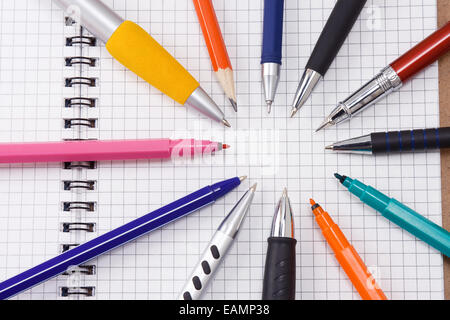 horizontal image of pad and pens Stock Photo