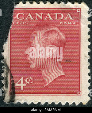 CANADA - CIRCA 1950: Postage stamp printed in Canada, a portrait of King George VI, circa 1950 Stock Photo