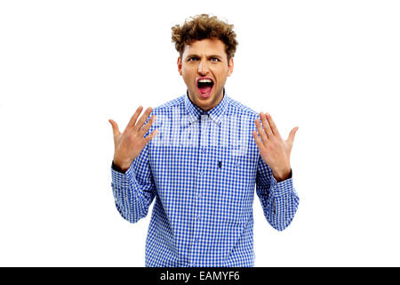 Portrait of young man looking very excited Stock Photo