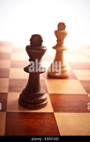 black and white chess kings opposing Stock Photo