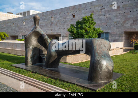 Berardo Collection Museum, Henry Moore sculpture 'Reclining Figure, Arched Leg, 1969-1970 CCB, Belem district, Lisbon, Portugal Stock Photo