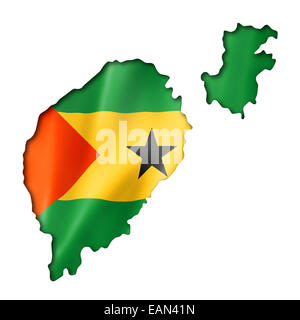 Sao Tome and Principe flag map, three dimensional render, isolated on white Stock Photo