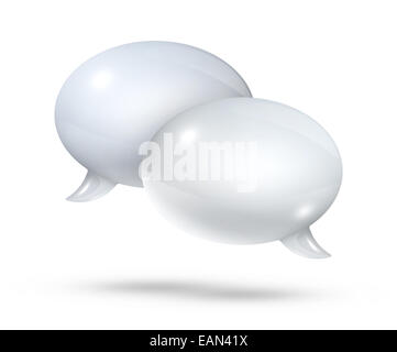 3D white speech bubbles isolated on white Stock Photo