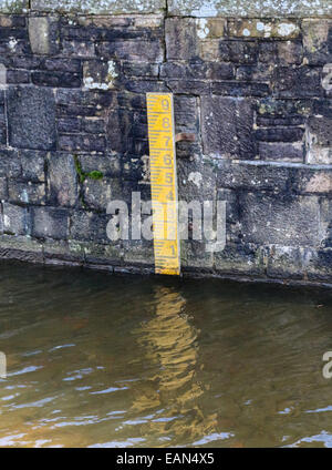 Water depth gauge at a reservoir in Langley UK Stock Photo