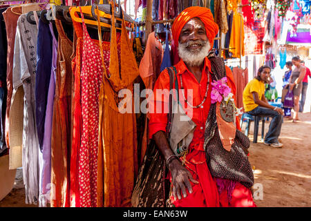 Local Man, Anjuna Flea Market, Anjuna, Goa, India Stock Photo