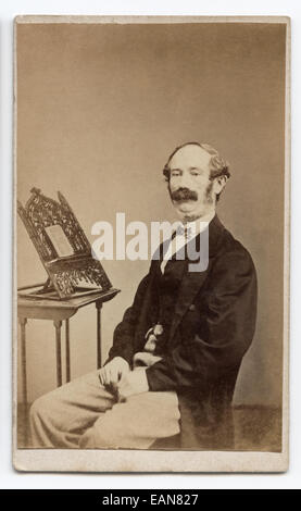 Victorian carte-de-visite, portrait of a middle aged man.  Taken by an unknown photographer circa 1865 Stock Photo