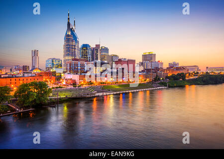 Nashville, Tennessee, USA downtown skyline on the Cumberland River. Stock Photo