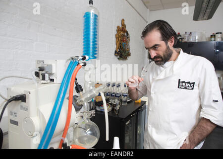 Mixologist Tony Conigliaro with shelves of ingredients at his drinks  laboratory 'Drink Factory', London, UK Stock Photo - Alamy