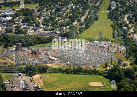 Aerial view of electric distribution substation unit, New Jersey USA Stock Photo
