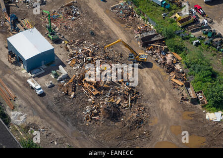 Aerial View Scrap Metal Recycling Yard, New Jersey, USA Stock Photo