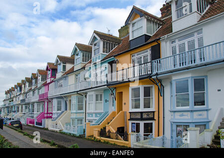 Seafront properties at Island Wall, Whitstable, Kent, UK.  Whitstable has a high proportion of second homes. Stock Photo