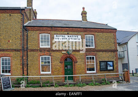 The Royal Native Oyster Stores at Whitstable, Kent, UK.  The building now houses a restaurant. Stock Photo