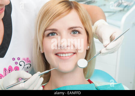 Work of dentist is not so easy Stock Photo