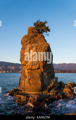 Sunset, Siwash Rock, Stanley Park, Vancouver, British Columbia, Canada, Stock Photo