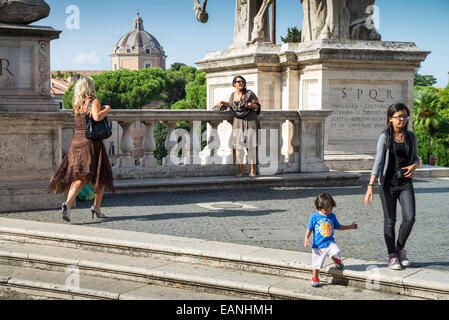 The ancient statue on Piazza del Campidoglio Rome Italy Stock Photo
