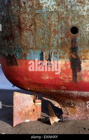 Stern of beached shipwreck in Flores Island, Indonesia Stock Photo