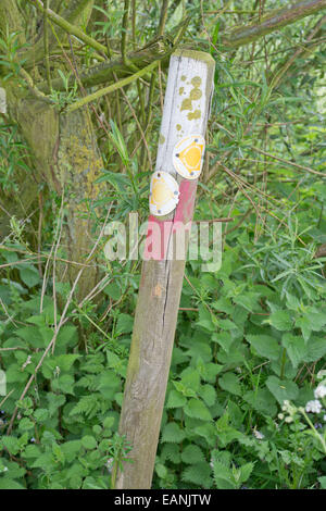 Old public footpath sign, Norfolk County Council Stock Photo