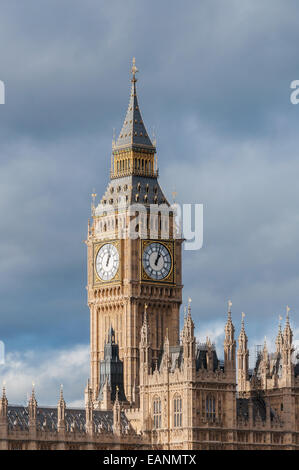 Big Ben Clock Tower in London against cloudy sky Stock Photo