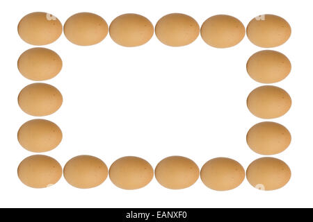 frame made of eggs, isolated on white background Stock Photo
