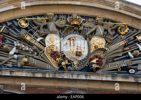 Royal crest on The Guildhall, Worcester, UK Stock Photo