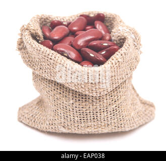 Red kidney beans in a sack bag., Stock image