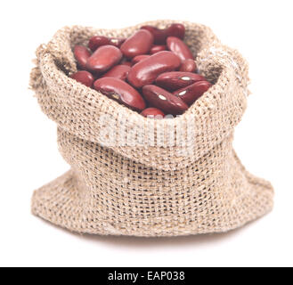 Red Kidney Beans In The Sackcloth Bag Isolated Stock Photo - Download Image  Now - Agriculture, Bean, Burlap - iStock