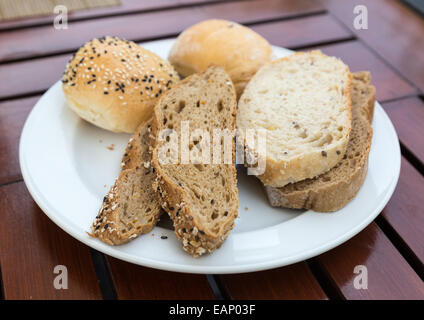 Various types of bread on a plate Stock Photo