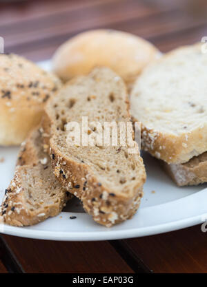 Various types of bread on a plate Stock Photo