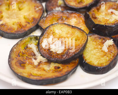 grilled eggplants with garlic Stock Photo