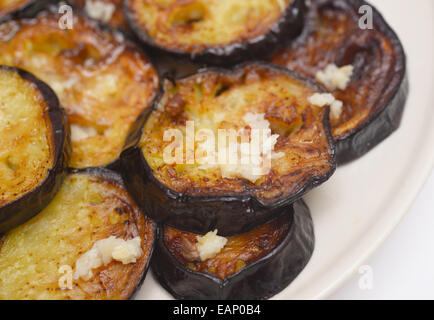 grilled eggplants with garlic Stock Photo