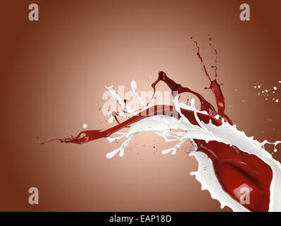 Chocolate and milk splashes in abstract shape Stock Photo