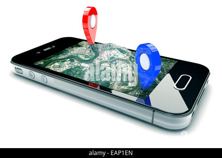 Mobile GPS navigation,travel and tourism concept Stock Photo