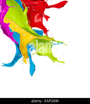 Colored splashes in abstract shape, isolated on white background Stock Photo