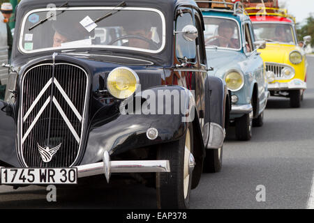 Reconstitution du ' Grand embouteillage de Lapalisse ' sur la RN 7, Allier ,France .  The famous traffic jam of Lapalisse . Stock Photo