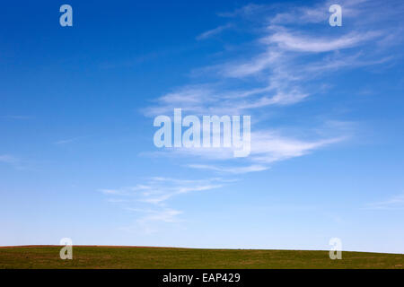 blue sky above prairie fields Saskatchewan Canada Stock Photo