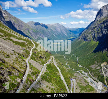 Winding mountain road called Trollstigen (Troll's Ladder) in Norway Stock Photo