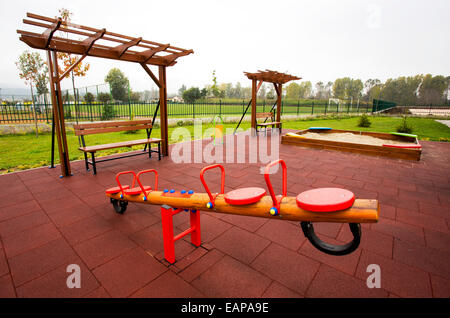 Empty playground in a kindergarten. Stock Photo