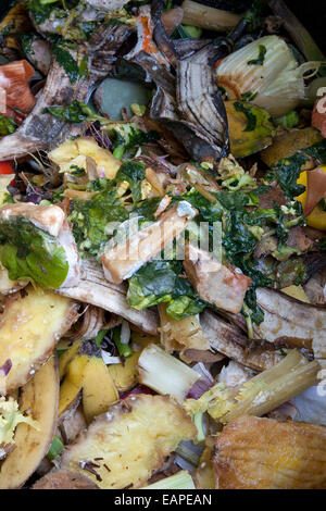 food waste in compost bin Stock Photo