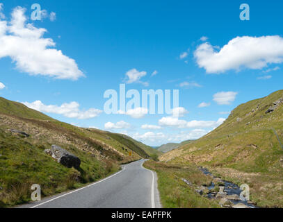 Single lane narrow country road near Cymystwyth in Wales UK. Stock Photo