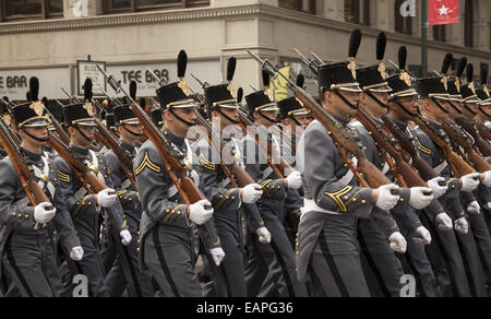 Veterans Day Parade, 5th Ave., New York City. West Point US Military Academy students march in the parade. Stock Photo