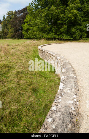 Ha-ha (or ha-ha wall) (also haw-haw) in the gardens at Lacock Abbey near Chippenham, Wiltshire, England UK. Stock Photo