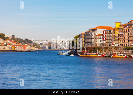 Ribeyr's region in Porto, Portugal, early in the morning Stock Photo