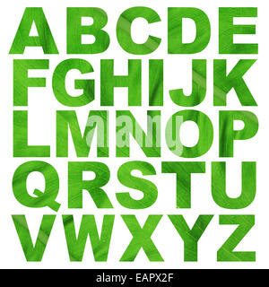 alphabet a to z made from leaf texture picture Stock Photo