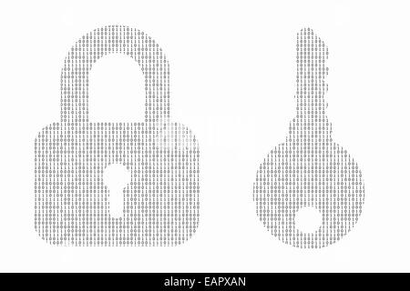 Internet security concept made with binary code drawing a padlock Stock Photo