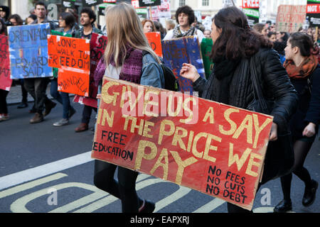 LONDON, ENGLAND - NOVEMBER 19: Students take part in a protest march against fees and cuts in the education system on November 1 Stock Photo
