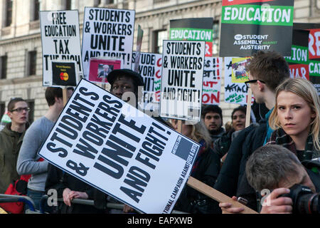 LONDON, ENGLAND - NOVEMBER 19: Students take part in a protest march against fees and cuts in the education system on November 1 Stock Photo