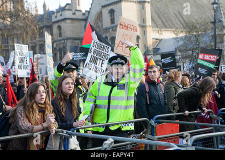 LONDON, ENGLAND - NOVEMBER 19: Students take part in a protest march against fees and cuts in the education system on November 1 Stock Photo